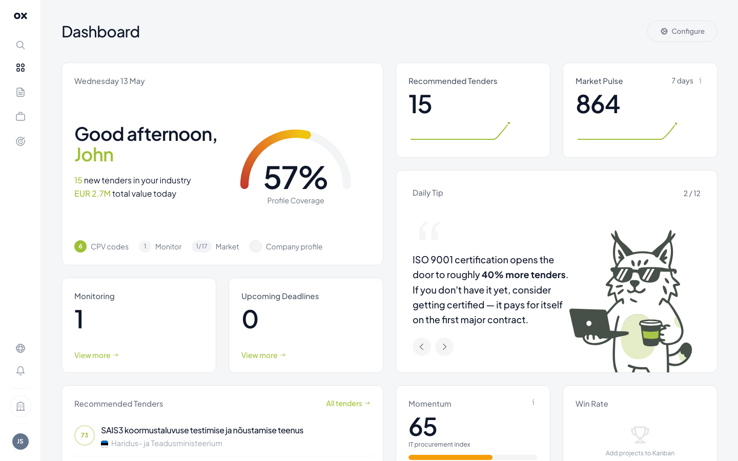 Personal dashboard