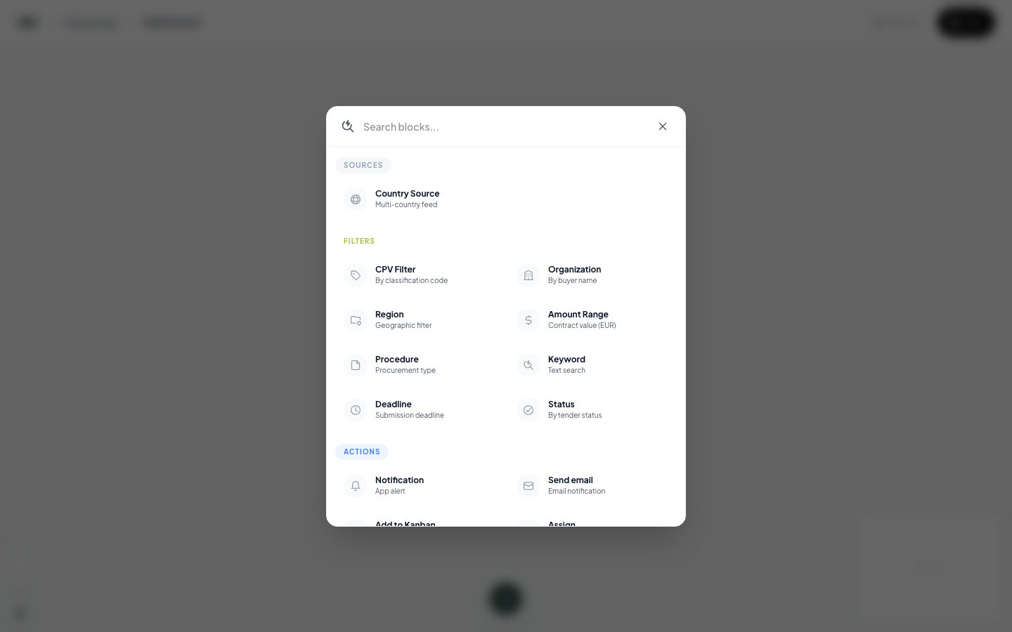 Add block modal
