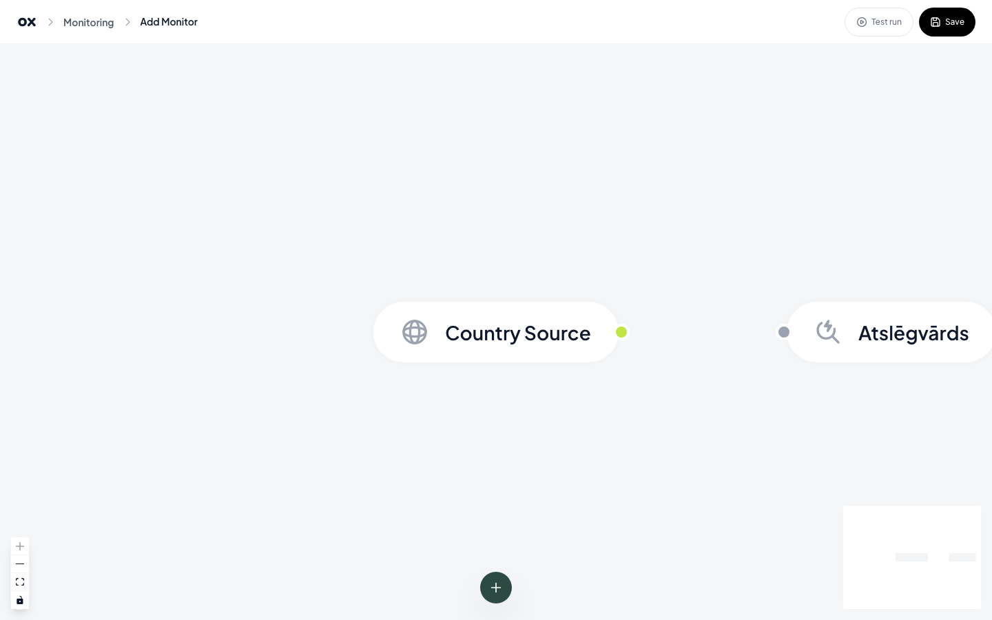 Two nodes added but no edge yet — you wire them yourself